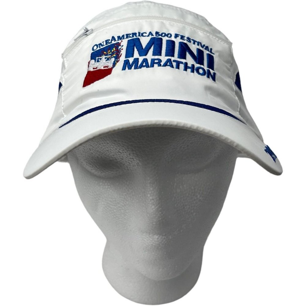 One America 500 Festival Mini Marathon Hat W/Zipper Pocket Runner Cap Strap Back